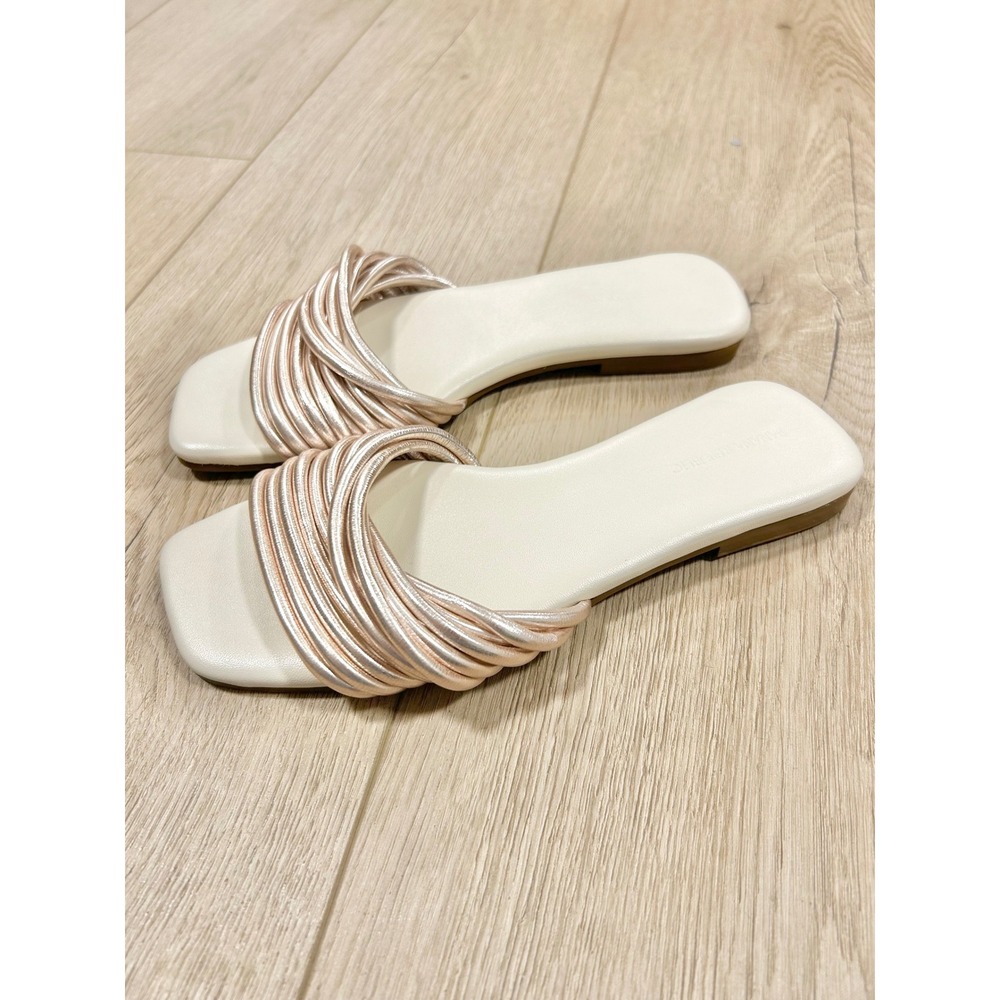 Banana Republic Womens Rose Gold Twisted Strappy Flat Sandal Square Toe 7 575065